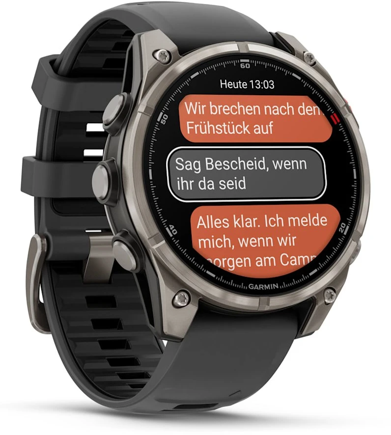 Išmanusis laikrodis Garmin fēnix® 8 Pro – 47 mm, AMOLED Sapphire, titanas su grafito spalvos / juodu silikoniniu dirželiu