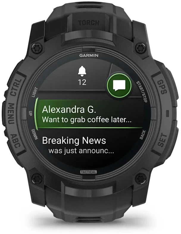 IIšmanusis laikorodis Garmin Instinct® 3 – 50 mm, AMOLED, Tactical Edition  Juodas su juodu dirželiu