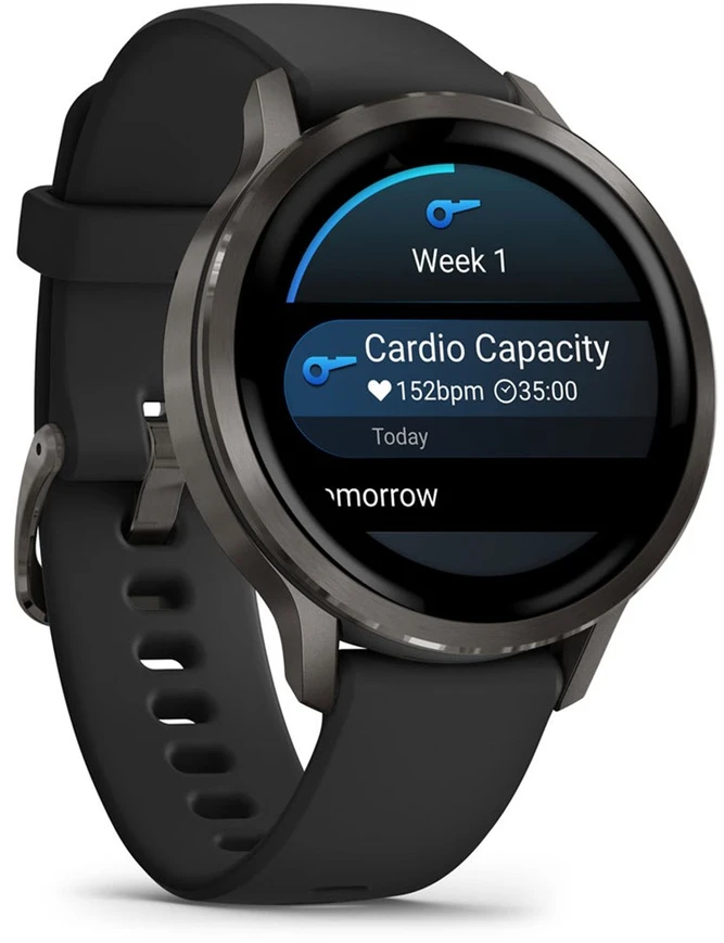 Išmanusis laikrodis Garmin Venu® 4 - 41 mm Skalūno spalvos su juodu silikoniniu dirželiu | 010-03013-02