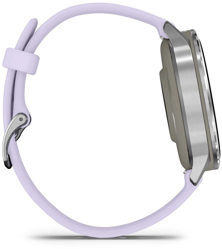 Išmanusis laikrodis Garmin Venu® 4 - 41 mm Sidabro spalvos su šviesiai violetinės spalvos silikoniniu dirželiu | 010-03013-01