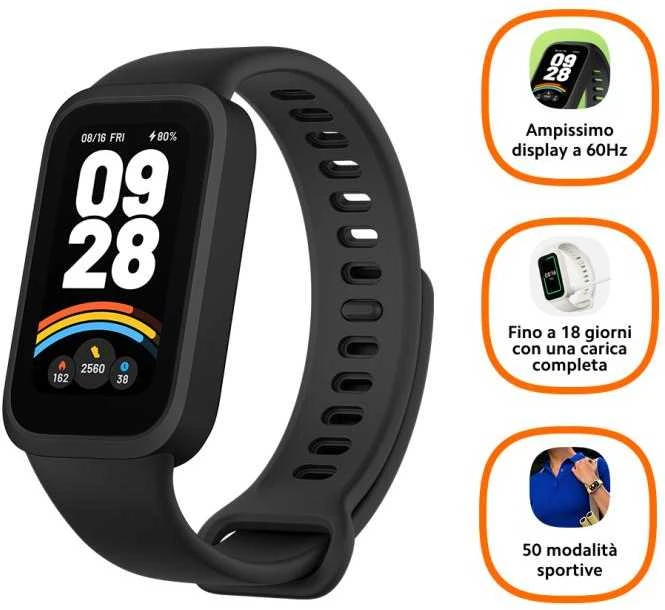 Išmanioji apyrankė Xiaomi Smart Band 9 Active, Juodos spalvos