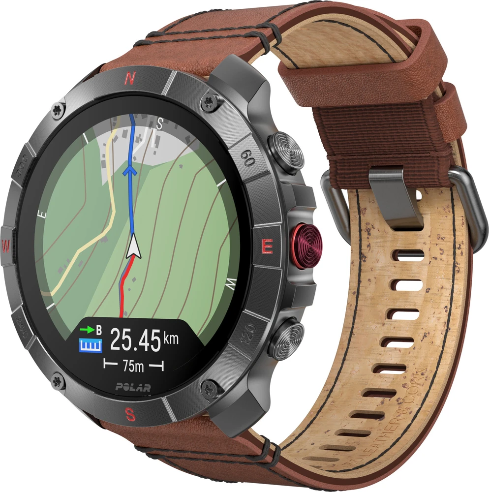 Išmanusis laikrodis - Polar Grit X2 Pro Titan M/L, Rudeninė Oda