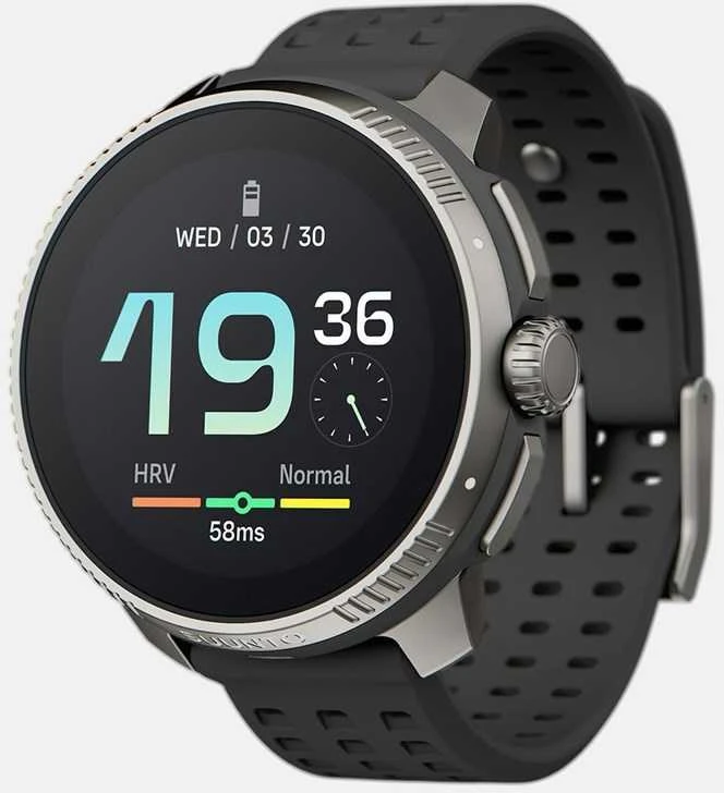 Išmanusis laikrodis Suunto Race Titanium Charcoal, Tamsiai pilkos spalvos korpusas su juodos spalvos dirželiu