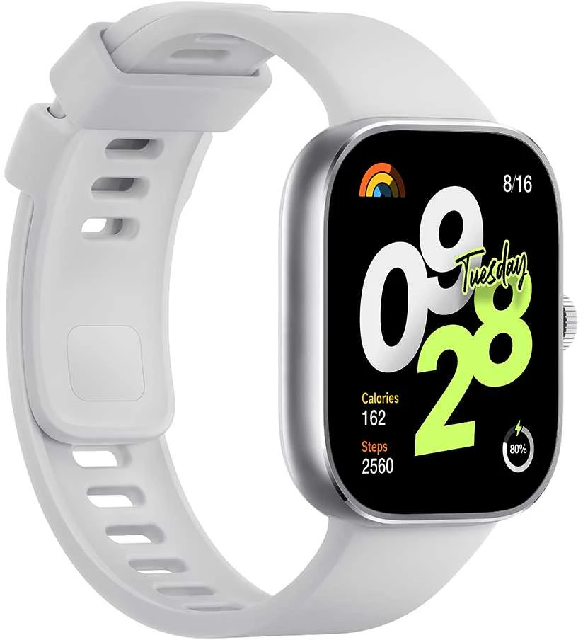 Išmanusis laikrodis Redmi Watch 4,  Sidabrinės spalvos apvadas su pilkos spalvos silikoniniu dirželiu