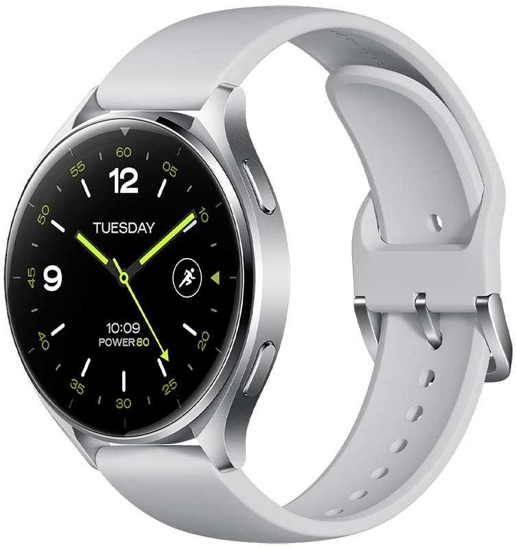 Išmanusis laikrodis Xiaomi Watch 2, Titano spalvos korpusas, su baltos spalvos odiniu dirželiu