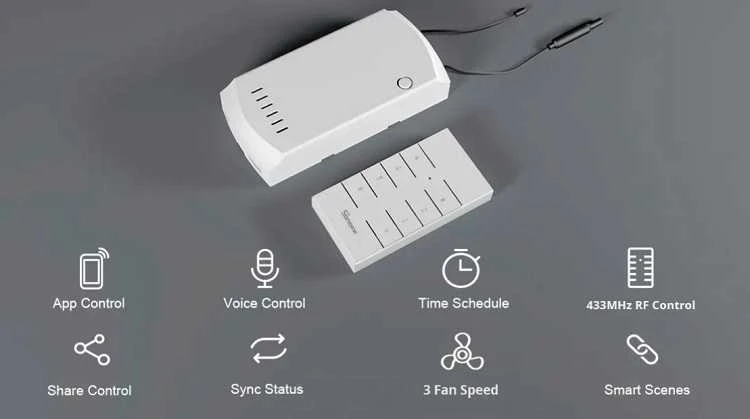 SONOFF iFan04-H Wifi ventiliatoriaus ir šviestuvo reguliatorius