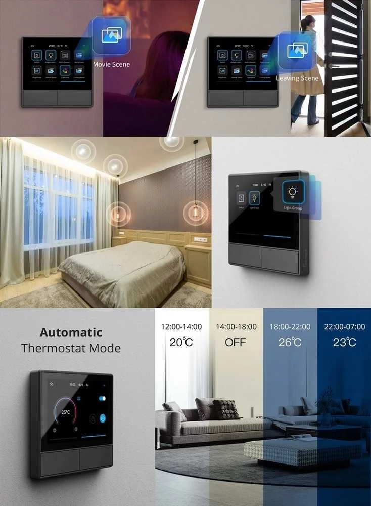 Sonoff NSPanel išmanusis WiFi sieninis jungiklis su LED valdymo skydeliu termostatu ir jungiklio funkcijomis