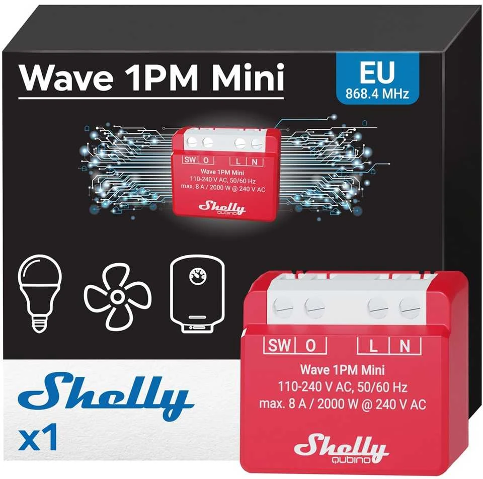Shelly Wave 1PM Mini LR išmanioji Z-Wave relė