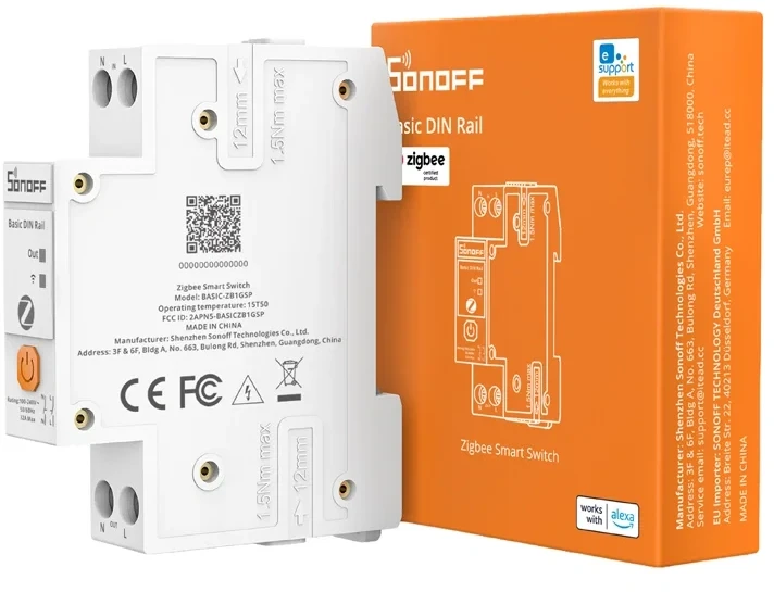 SONOFF Basic ZB1GSP išmanioji Zigbee DIN bėgelio relė 32A