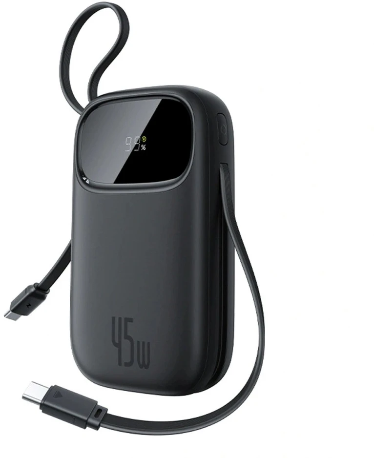 Baseus EnerFill FC31 Powerbank with digital display and 2 built-in USB-C cables 20000mAh 45W Juodas