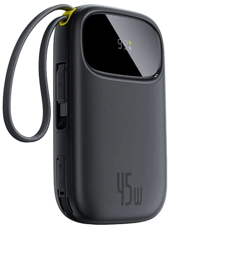 Baseus EnerFill FC31 Powerbank su ekranu ir USB-C bei Lightning kabeliais 45W Juoda
