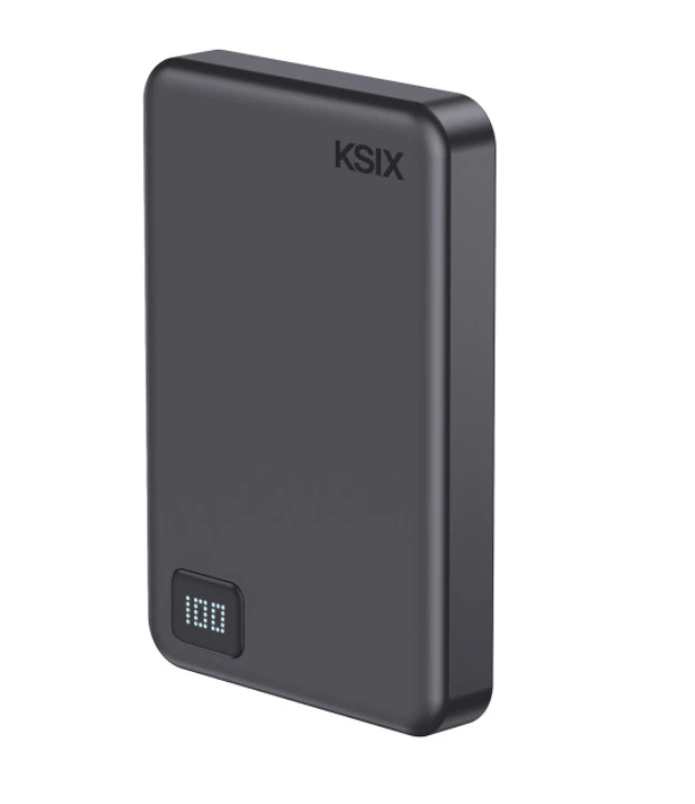 Išorinė Baterija - KSIX MagSlim 10 000 mAh 15 W USB-C PD 20 W Juoda