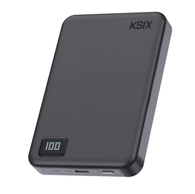 Išorinė Baterija - KSIX MagSlim 10 000 mAh 15 W USB-C PD 20 W Juoda