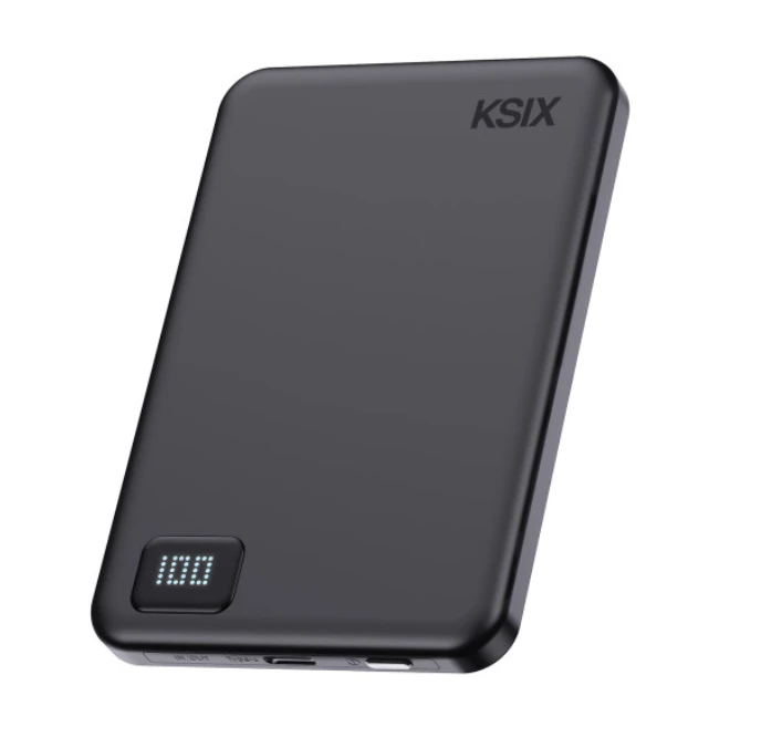 Išorinė baterija - KSIX MagSlim 5 000 mAh USB-C PD 20 W Juoda