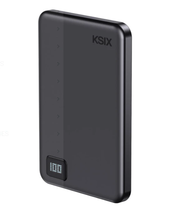 Išorinė baterija - KSIX MagSlim 5 000 mAh USB-C PD 20 W Juoda