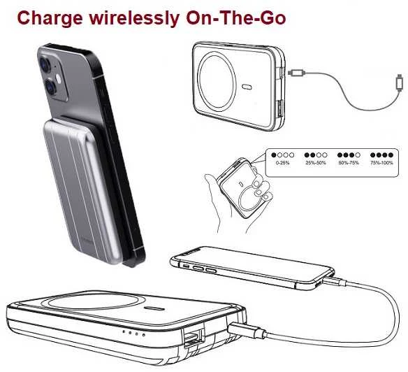 Išorinė baterija su MagSafe CHOETECH, 10W, 5000mAh