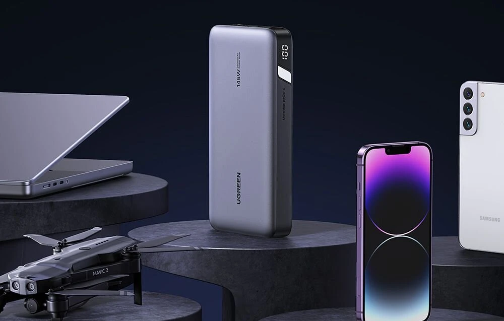Nešiojamas įkroviklis UGREEN Powerbank 145W nešiojamajam kompiuteriui - 3 jungtys / 25000mAh
