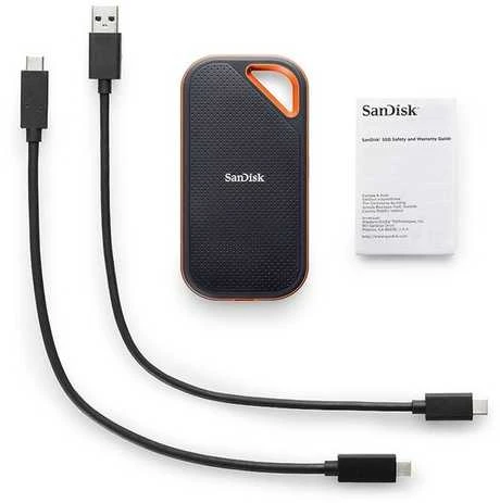 Išorinis kietasis diskas SanDisk Extreme PRO 2TB SSD, Juodos/Oranžinės spalvos