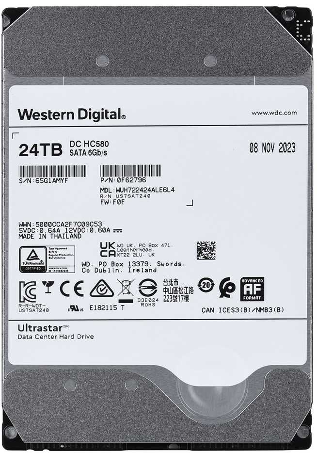 Sandisk Kietasis diskas - Western Digital Ultrastar DC HC580 24TB 7200RPM 298MiB/s