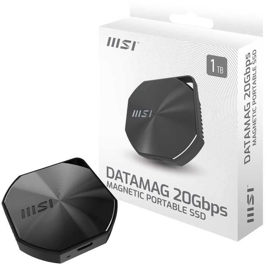 Kietasis diskas MSI DATAMAG 20GBPS 2TB išorinis SSD diskas USB Type-C USB 3.2 Gen 2x2 Juodas