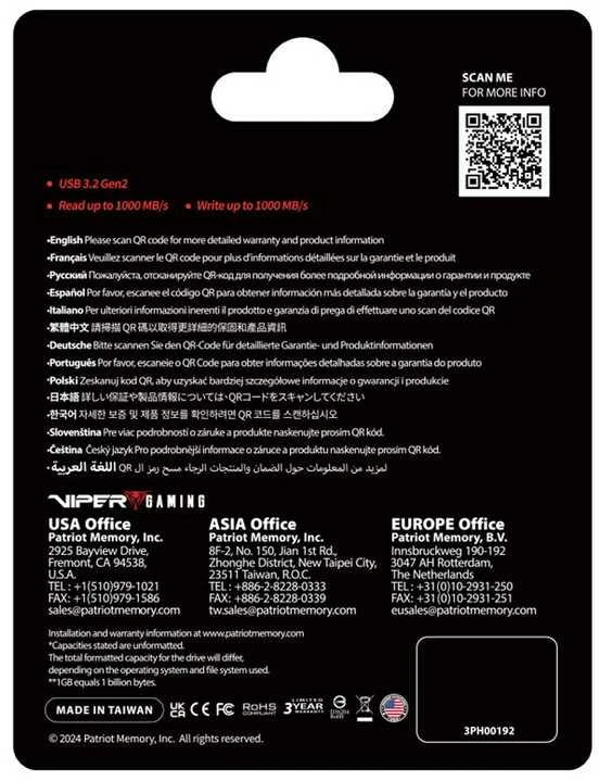 „Patriot PVP30 Duo Compact 1TB“ SSD diskai