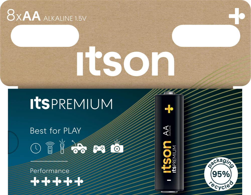 Itson AA Baterija - itsPREMIUM LR6IPR/8HH Šarminės Baterijos, 8 Vnt.