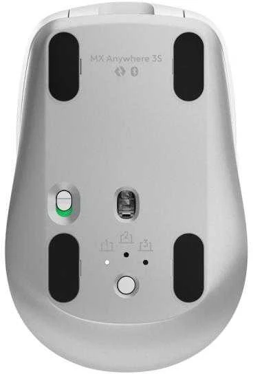 Belaidė pelė Logitech MX Anywhere 3S - RF belaidė + Bluetooth, lazerinis, 8000 DPI, Pale Pilkas (Baltas)