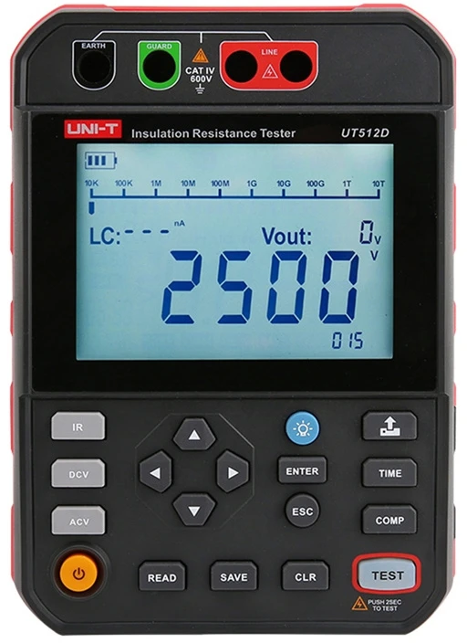 Aukštos įtampos izoliacijos varžos matuoklis 250V/100G?-2500V/1T?,30-1000V DC; UNI-T