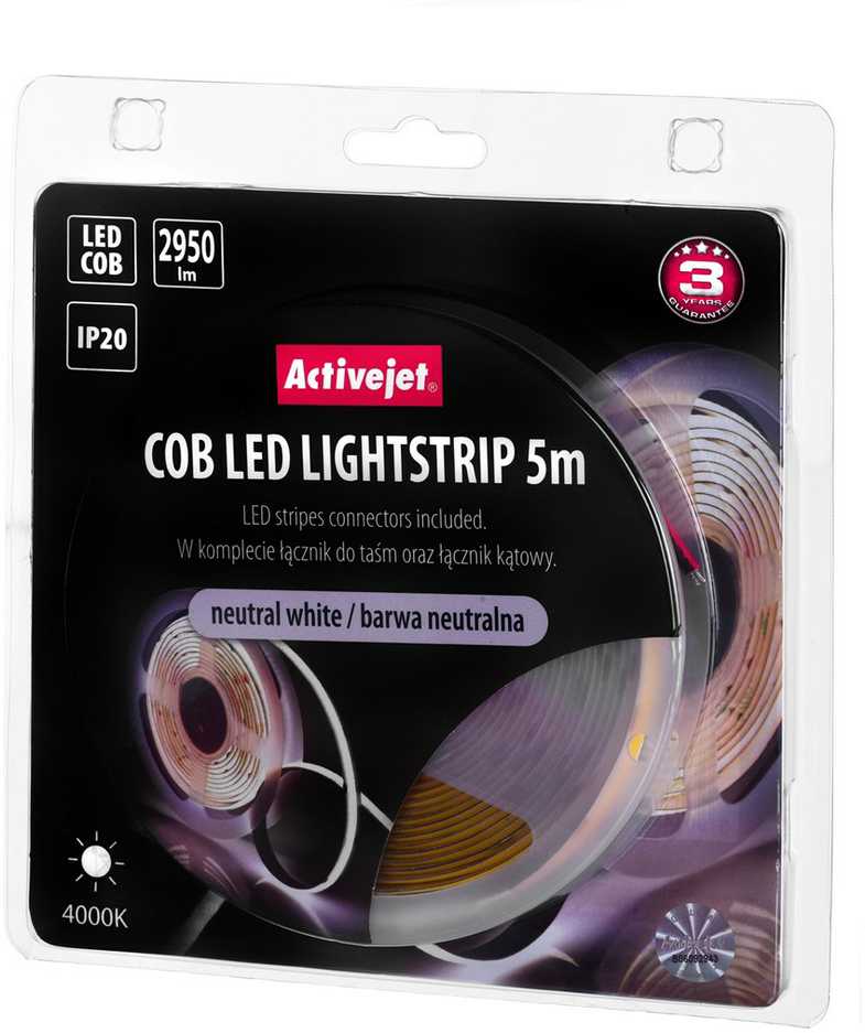 LED Juosta - Activejet Aje-cob 5m Neutralus, Baltas