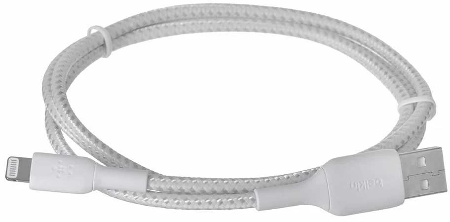 USB kabelis Belkin Boost Charge Braided USB-A to Lightning 1.0m baltas