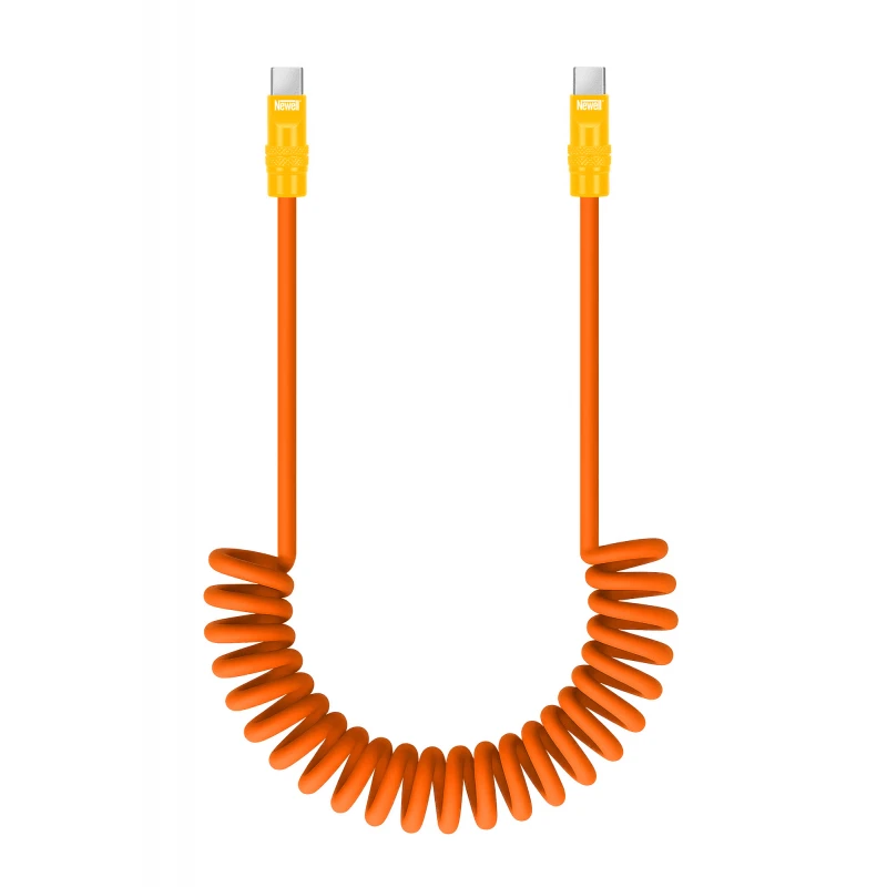 Kabelis - Newell USB-C į USB-C 100W 1.5m Silikoninė Spiralė Oranžinė-Geltona