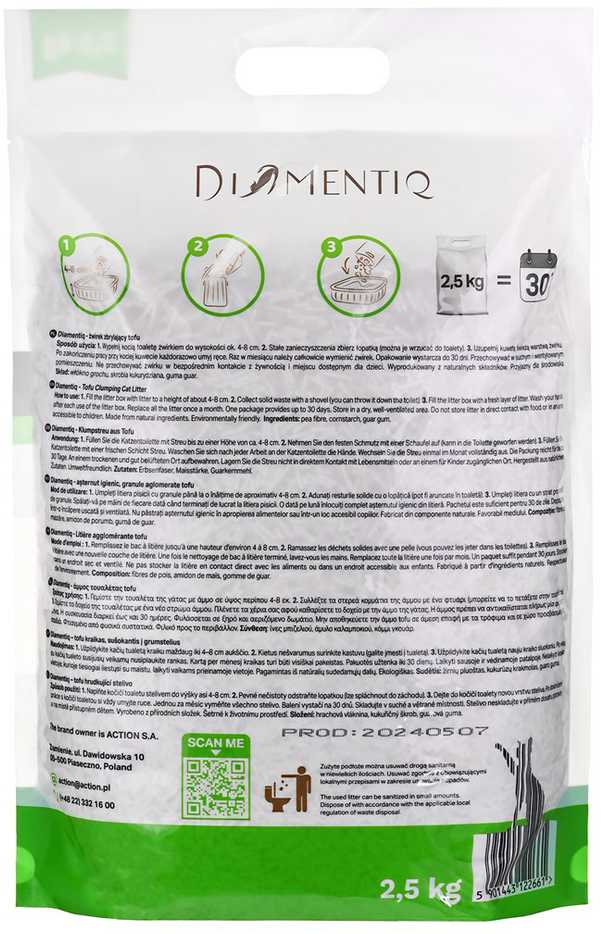 Kačių Kraikas - Diamentiq 2,5kg, Neutralus Ultra Klampumas