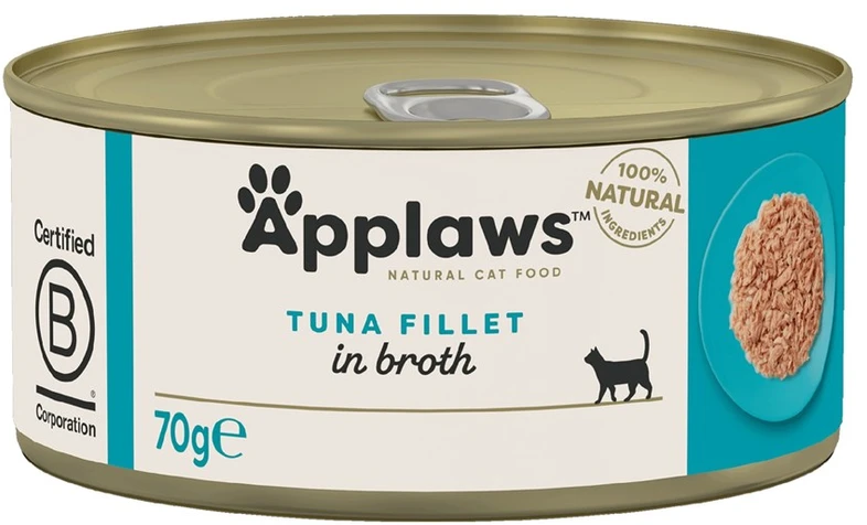 APPLAWS Tuna fillet in broth – šlapias kačių maistas – 70g