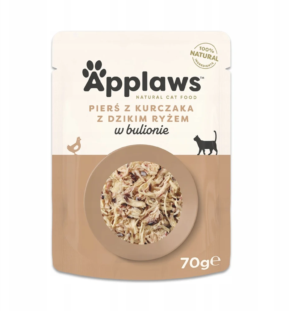 APPLAWS vištienos krūtinėlė su laukiniais ryžiais sultinyje - šlapias kačių ėdalas - 70g