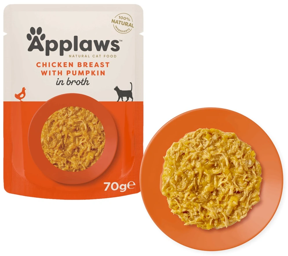 APPLAWS vištienos krūtinėlė su moliūgu sultinyje - šlapias kačių ėdalas - 70 g
