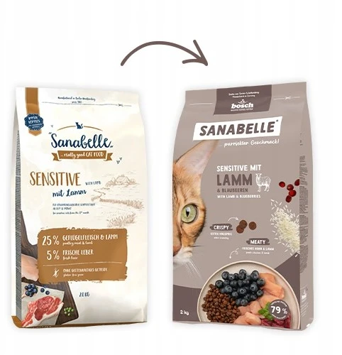 BOSCH Sanabelle Life Sensitive su ėriena & blueberries – sausas kačių maistas – 8kg