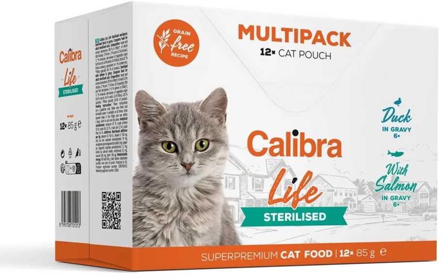 Kačių Maistas - CALIBRA Cat Life Sterilised Drėgnas Maistas 12x85g