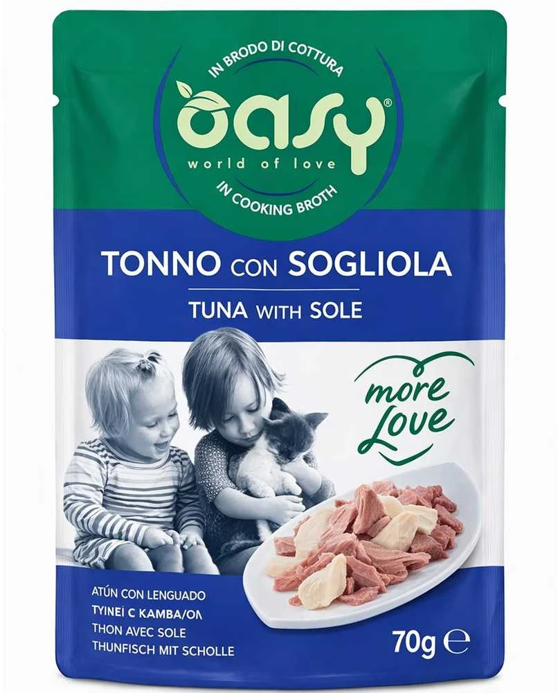 Kačių maistas - Oasy More Love Tuna with Sole šlapias maistas 70g