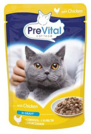 PREVITAL Cat Food Mix 4 skonių vištiena, veršiena, lašiša, paukštiena – šlapias kačių maistas – 96 x 100 g