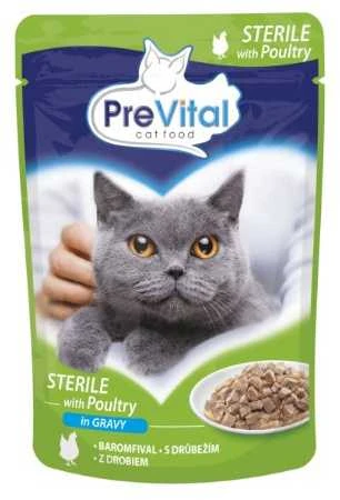 PREVITAL Cat Food Mix 4 skonių vištiena, veršiena, lašiša, paukštiena – šlapias kačių maistas – 96 x 100 g