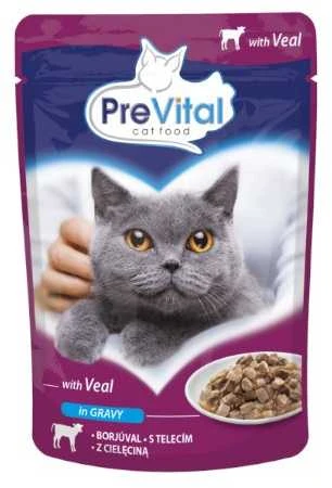 PREVITAL Cat Food Mix 4 skonių vištiena, veršiena, lašiša, paukštiena – šlapias kačių maistas – 96 x 100 g