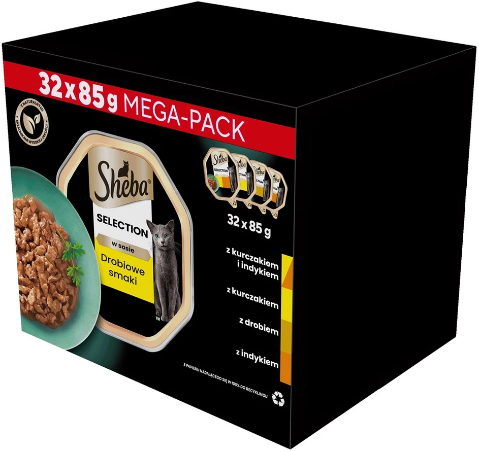 SHEBA tray sauce poultry/vištiena/ kalakutiena - wet cat food - 32x85 g
