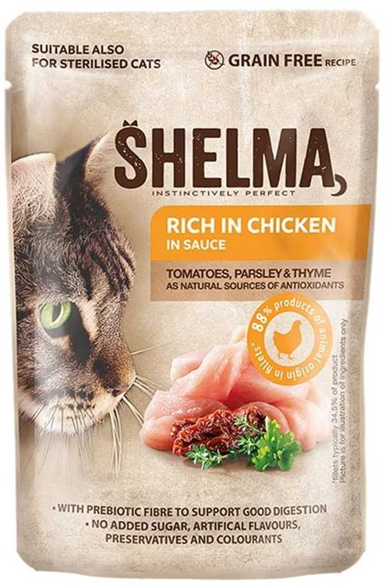 Kačių Maistas - SHELMA Drėgnas Kačių Maistas 340g Vištiena, Kalakutiena, Jautiena, Antiena