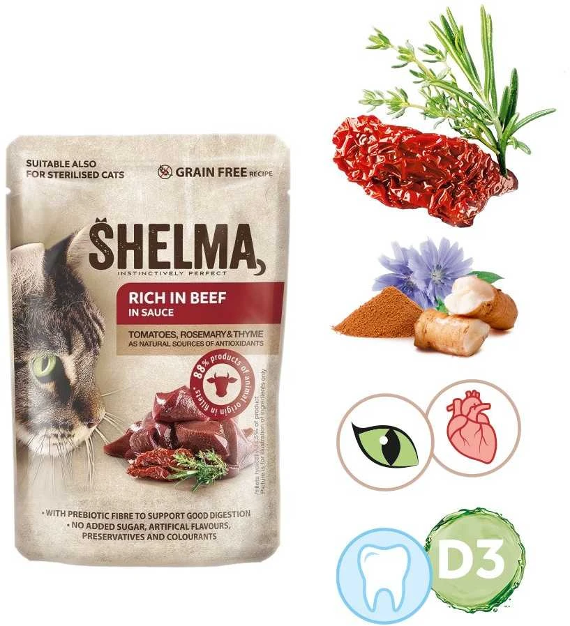 Triton Kačių Maistas - SHELMA Rich in jautiena Drėgnas Kačių Maistas 85g