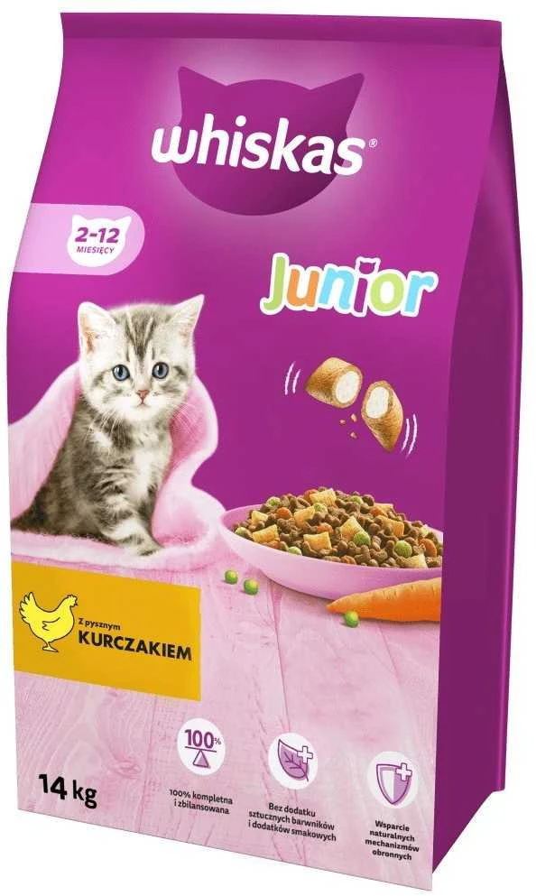 Whiskas Junior sausas ėdalas kačiukams su vištiena 14kg