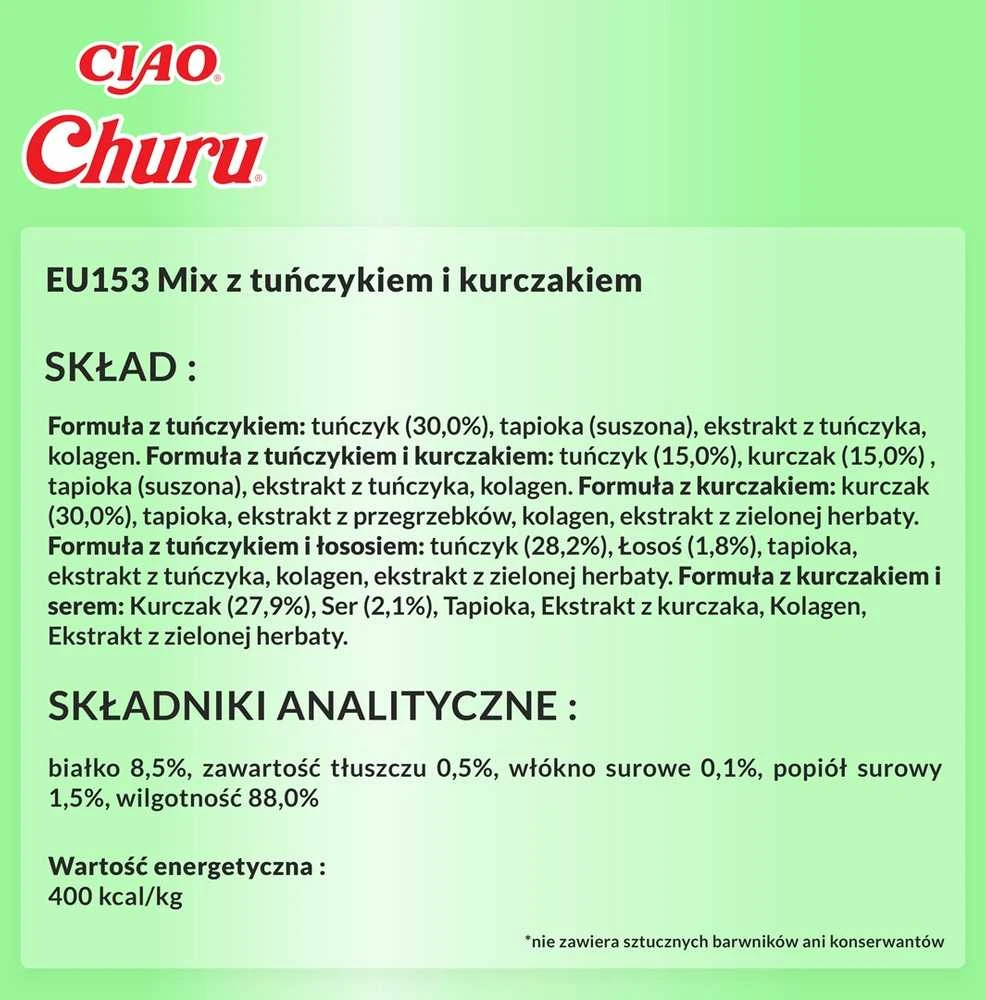 Kačių Priedas - INABA Churu Įvairovės Vištiena ir Tunas 50 x 14g Be Gluteno