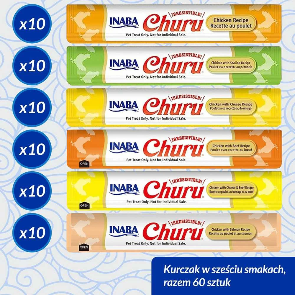 INABA CAT CHURU VARIETIES - vištienos - kačių skanėstai 60 x 14 g