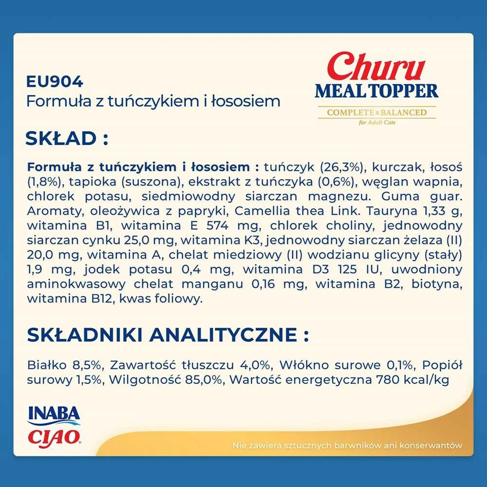 Kačių Skanėstai - Inaba Churu Maisto Priedas Su Tunu Ir Lašiša 4 x 14g