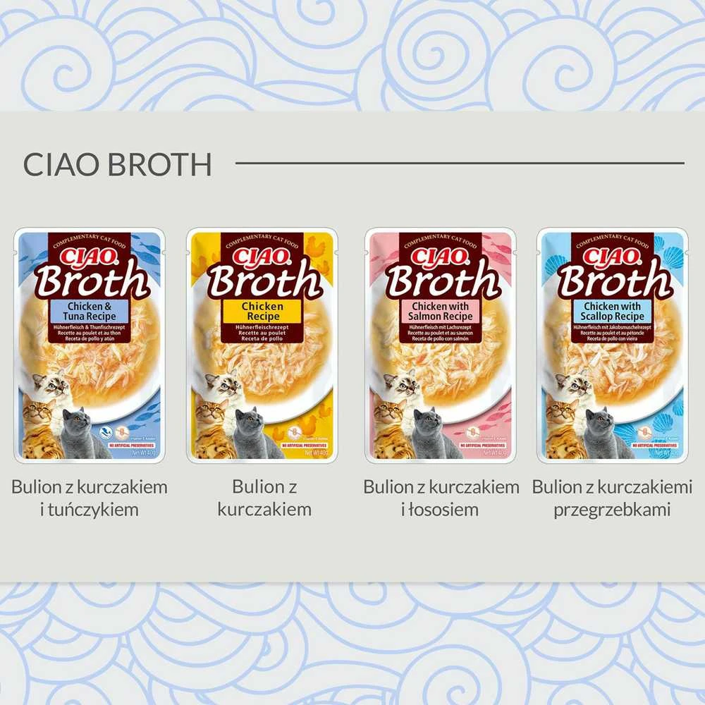 Kačių Skanėstai - INABA Ciao Broth Vištiena ir Tunas 1x40g Be Glitimo