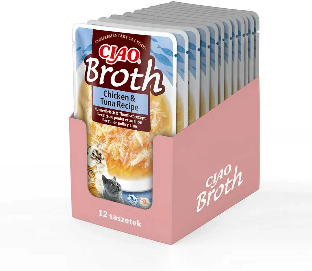 Kačių Skanėstai - INABA Ciao Broth Vištiena ir Tunas 1x40g Be Glitimo